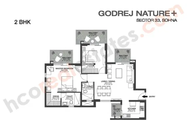 Godrej Nature Plus Sohna Gurgaon - 2 BHK Plan