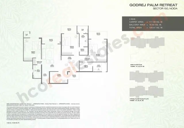 Godrej Palm Retreat Noida - 3 BHK Plan