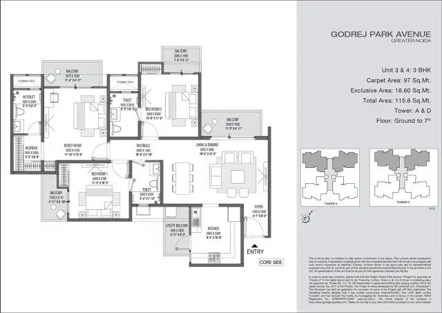 Godrej Park Avenue Greater Noida - 3 BHK Plan