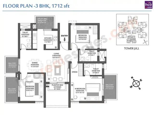 Godrej Signature Homes Gurgaon - 3 BHK Plan