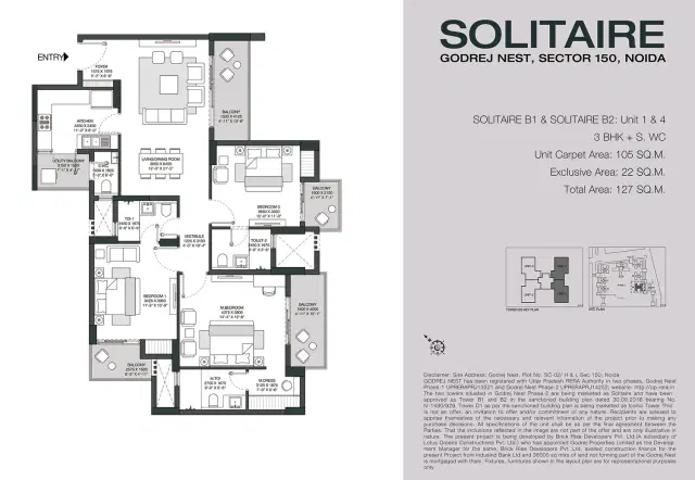 Godrej Solitaire Noida - 3 BHK Plan