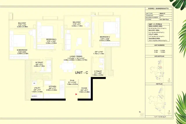 Godrej Vanantara 3 BHK Unit Floor Plan