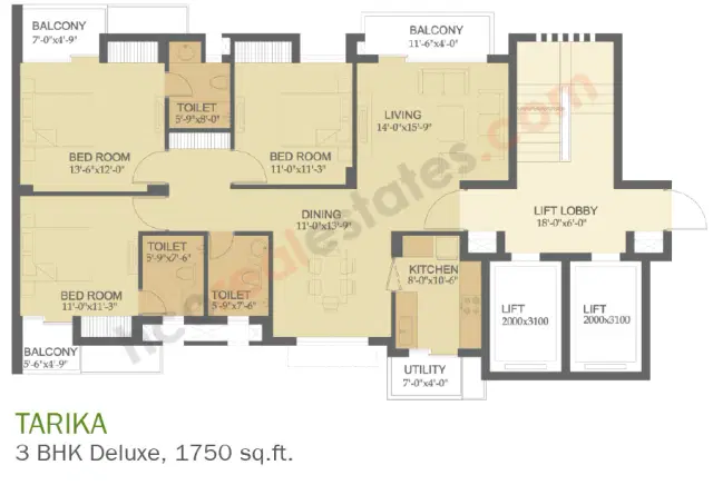 Hero Haridwar Greens - 3 BHK Plan