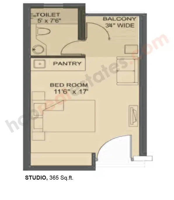 Hero Holiday Homes Haridwar - Studio Apartment Plan