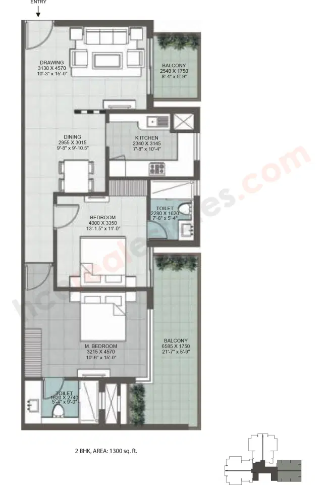 ILD Grand Centra Gurgaon - 2 BHK Plan