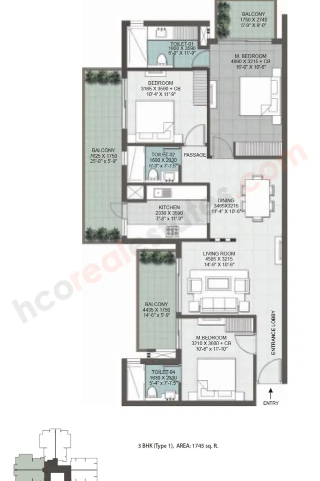 ILD Grand Centra Gurgaon - 3 BHK Plan
