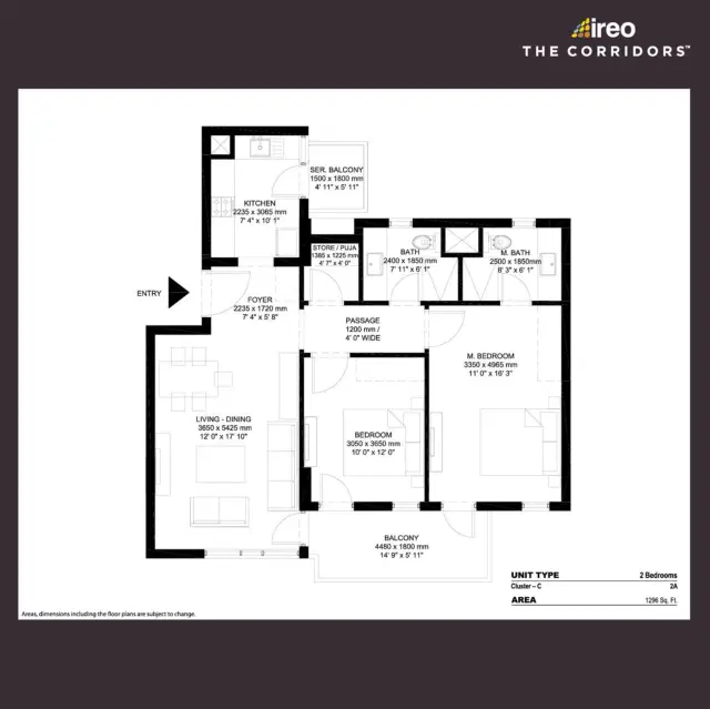 Ireo Corridors Gurgaon - 2 BHK Plan