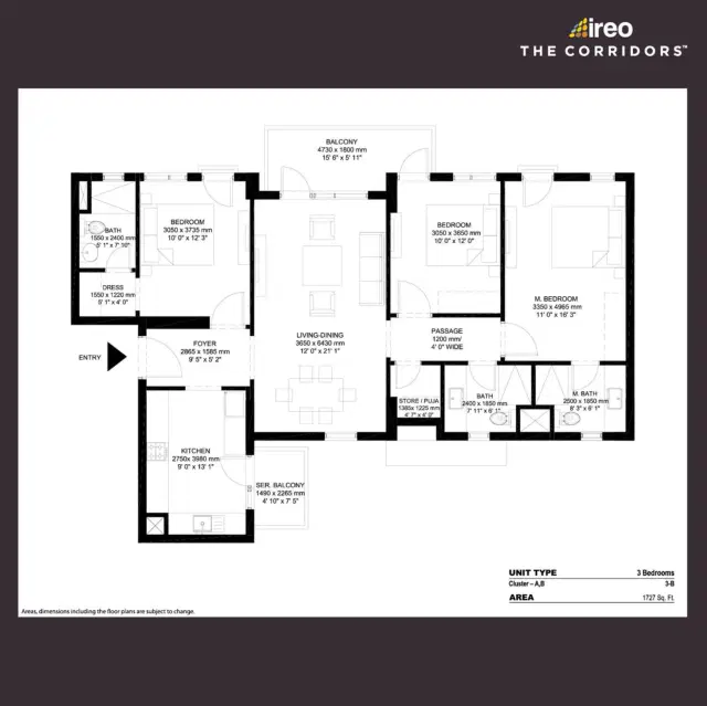 Ireo Corridors Gurgaon - 3 BHK Plan