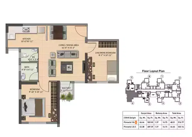 Joyville Howrah - 2 BHK Plan