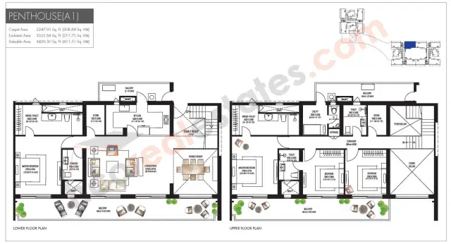 Krisumi Waterfall Residences - 4 BHK Plan