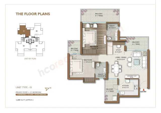M3M Capital - 2.5 BHK Plan