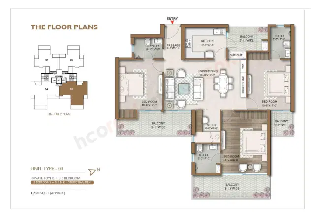 M3M Capital - 3.5 BHK Plan