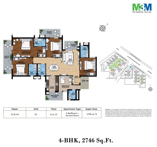 M3M Woodshire Gurgaon - 4 BHK Plan