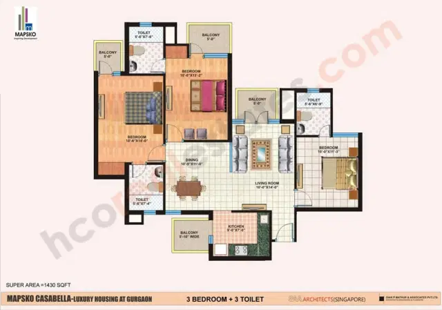 Mapsko Casa Bella Gurgaon - 3 BHK Plan