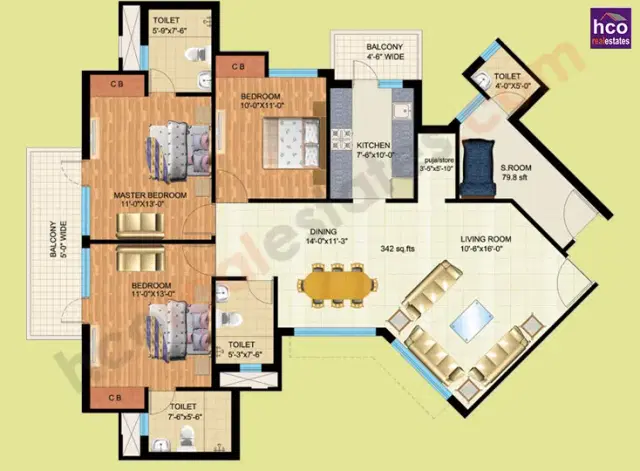 Mapsko Royale Ville Gurgaon - 3 BHK Plan