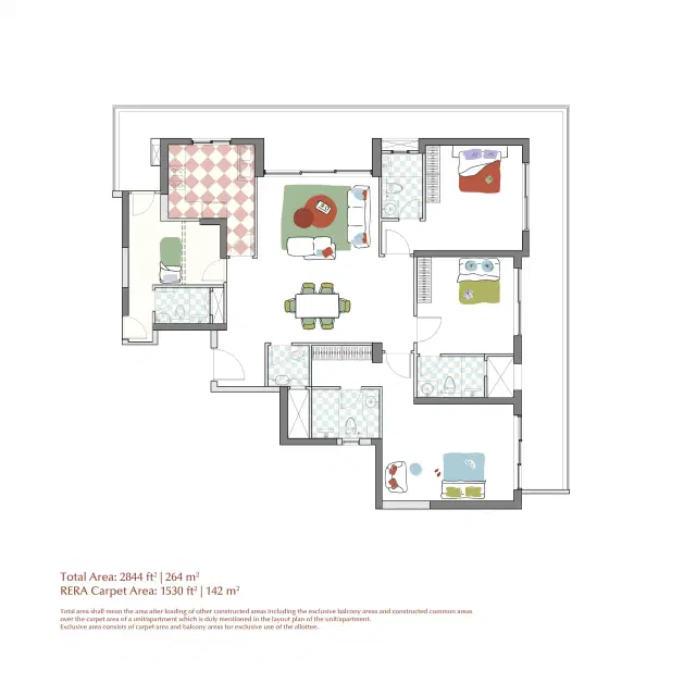 Max Estate 360 - 3 BHK Plan