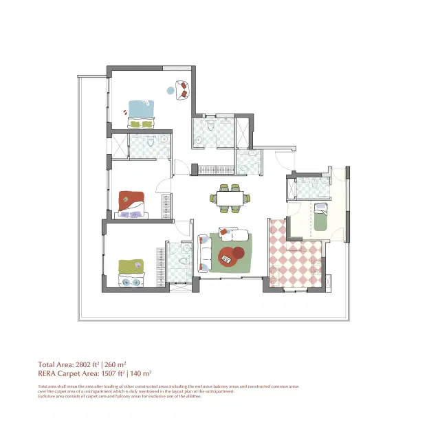 Max Estate 360 - 3 BHK Plan