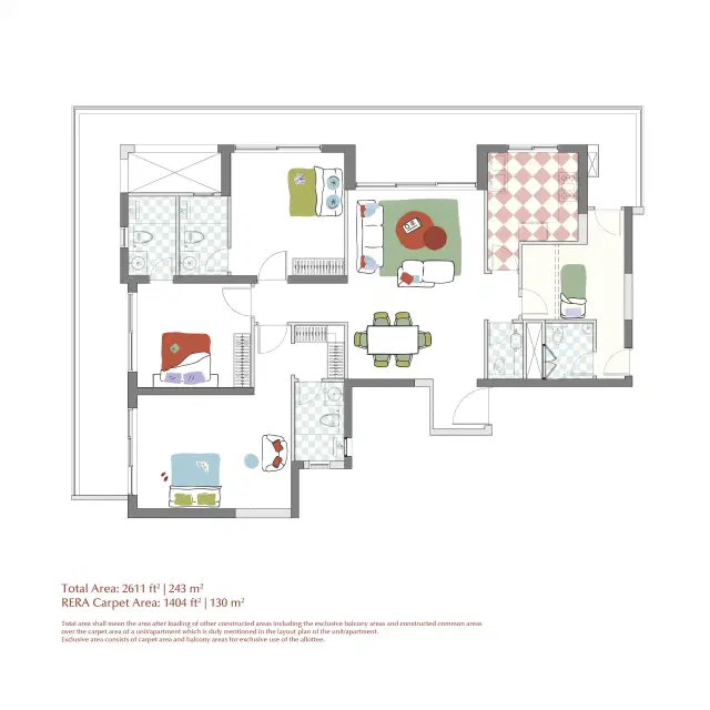 Max Estate 360 - 3 BHK Plan