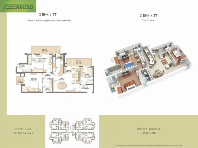 Microtek Greenburg Gurgaon - 3 BHK Plan