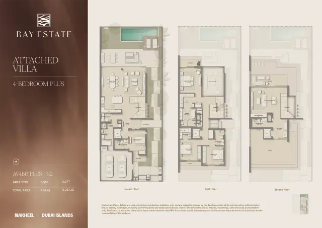 Nakheel Bay Estate at Dubai Islands 4 BR Villa 5257 Sq. Ft. Floor Plan