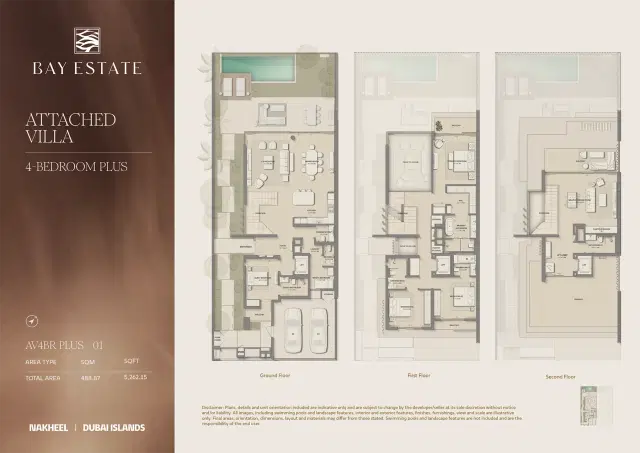 Nakheel Bay Estate at Dubai Islands 4 BR Villa 5262 Sq. Ft. Floor Plan