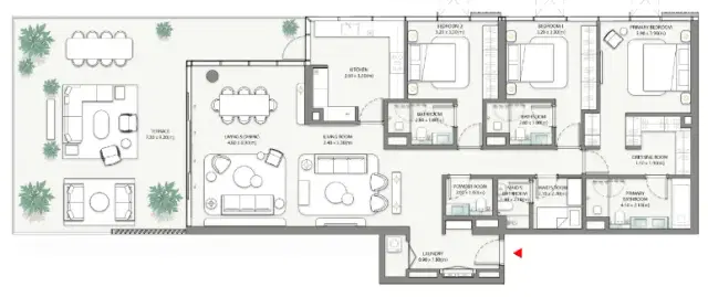 Palm Central Private Residences at Palm Jebel Ali Dubai by Nakheel 1 BR Apartment 2,024 Sq. Ft. Floor Plan