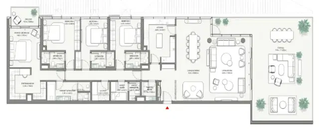 Palm Central Private Residences at Palm Jebel Ali Dubai by Nakheel 4 BR Apartment 3,199 Sq. Ft. Floor Plan