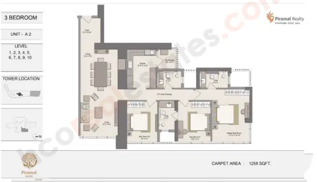 Piramal Aranya Byculla - 3 BHK Plan