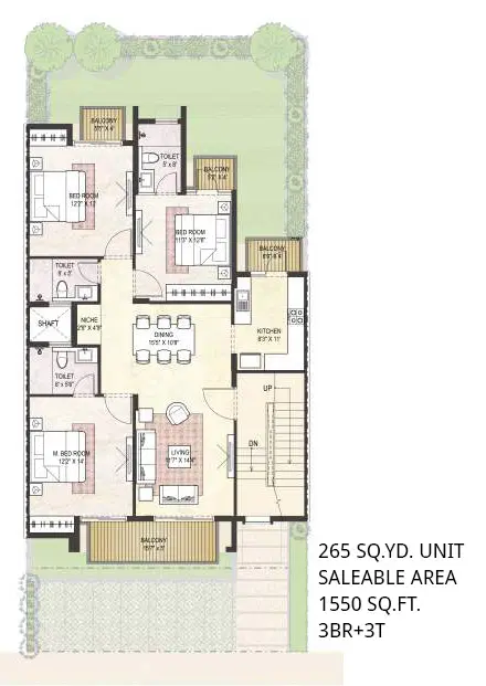 Puri AmanVilas Faridabad - 3 BHK Plan