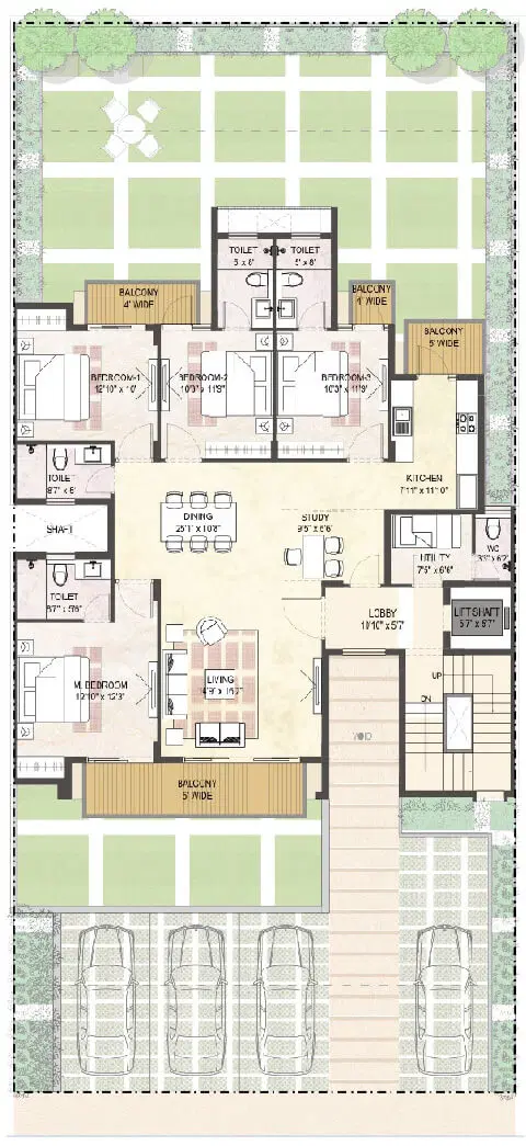 Puri AmanVilas Faridabad - 4 BHK Plan