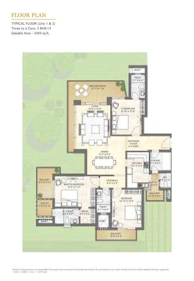 Puri Emerald Bay Gurgaon - 3 BHK Plan