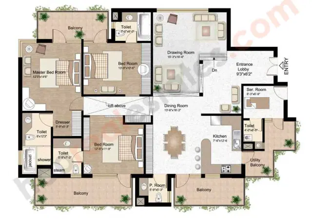 Raheja Atlantis Gurgaon - 3 BHK Plan