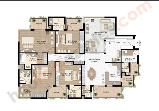 Raheja Atlantis Gurgaon - 4 BHK Plan