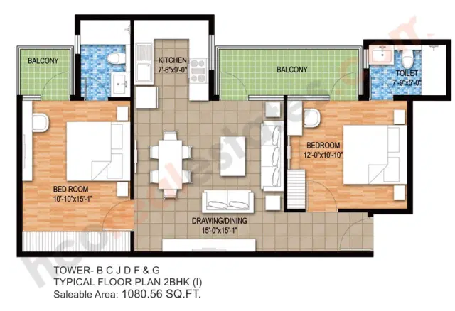 Raheja Maheshwara Sohna - 2 BHK Plan