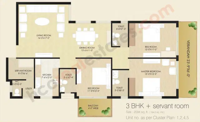 Sare Club Terraces Gurgaon - 3 BHK Plan