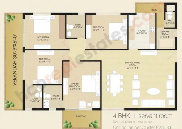 Sare Club Terraces Gurgaon - 4 BHK Plan