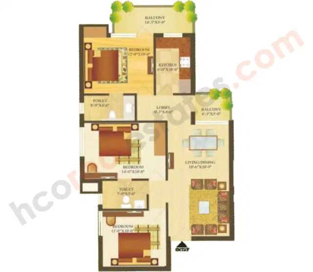 Sare Green Parc 2 Gurgaon - 3 BHK Plan