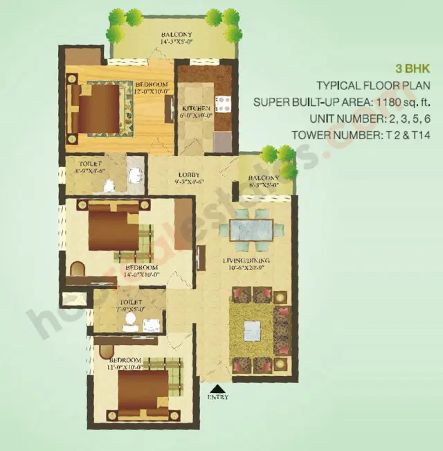 Sare Green Parc Gurgaon - 3 BHK Plan
