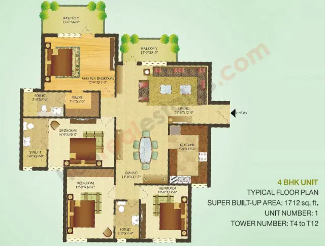 Sare Green Parc Gurgaon - 4 BHK Plan