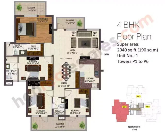 Sare Petioles Gurgaon - 4 BHK Plan
