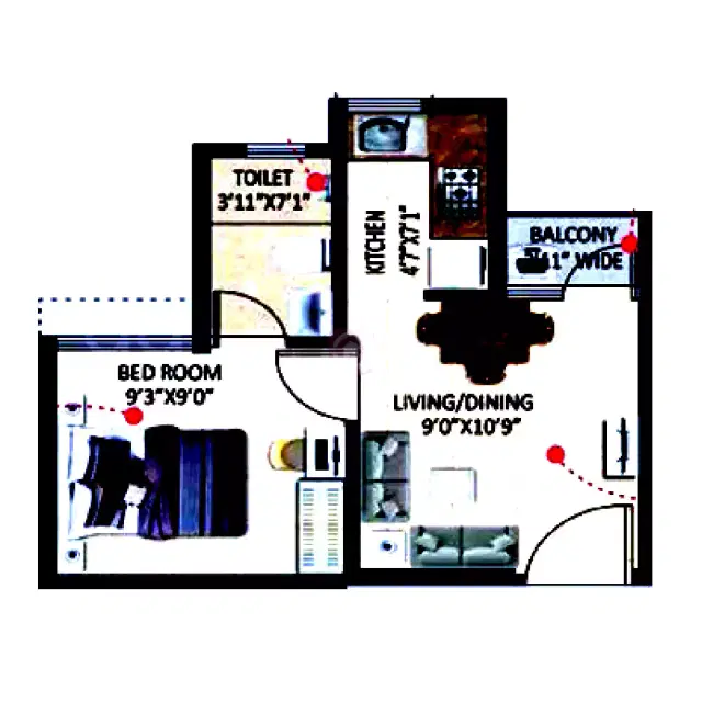 Shriram Sunshine One Kolkata - 1 BHK Plan