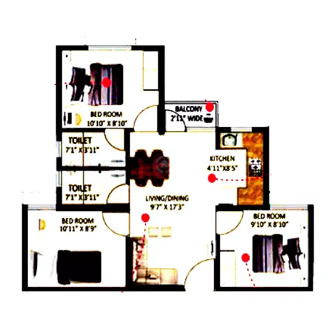 Shriram Sunshine One Kolkata - 3 BHK Plan