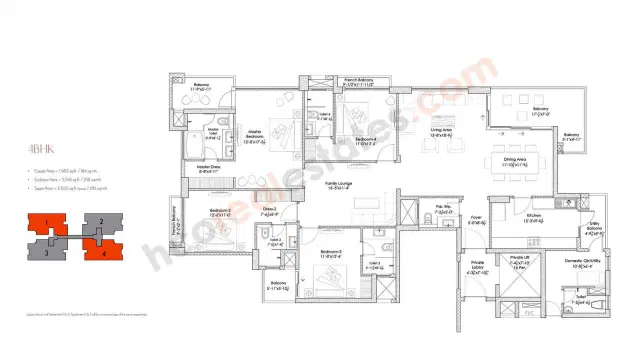 Silverglades Hightown Residences - 4 BHK Plan
