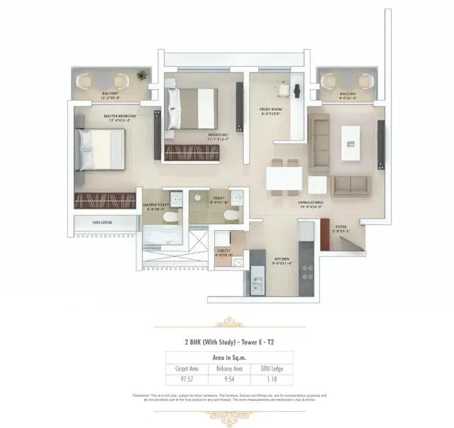 Smart World Gems Gurgaon - 2 BHK Plan