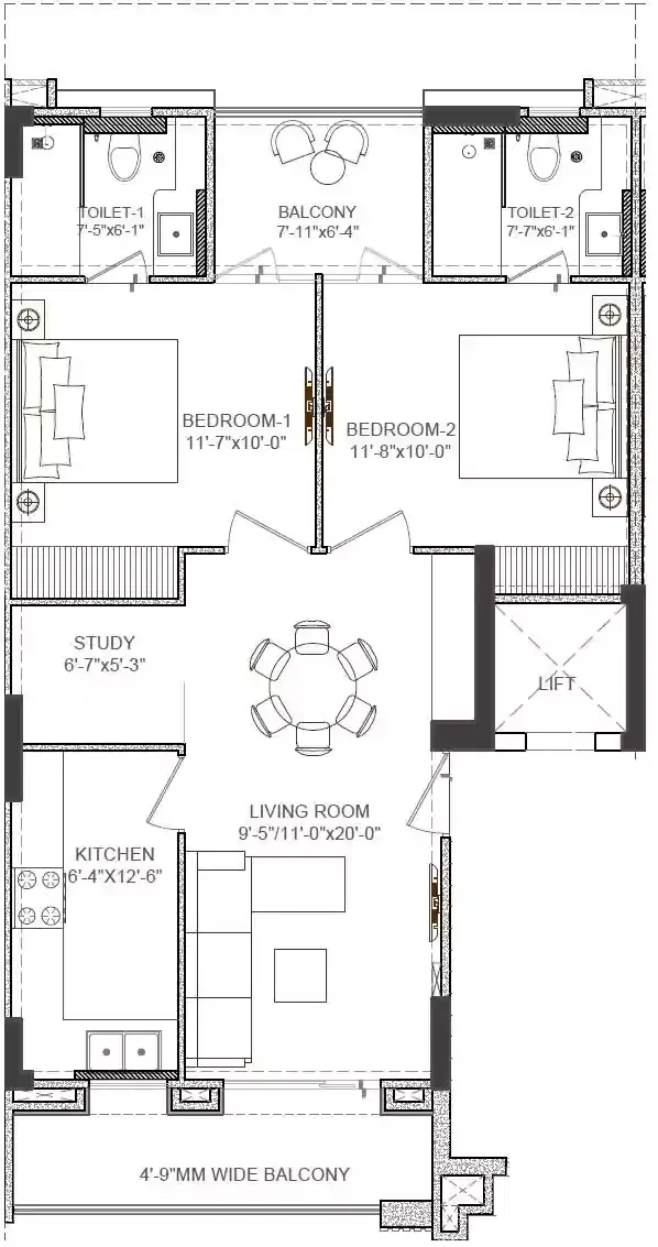 Smart World Orchard Gurgaon - 2.5 BHK Plan