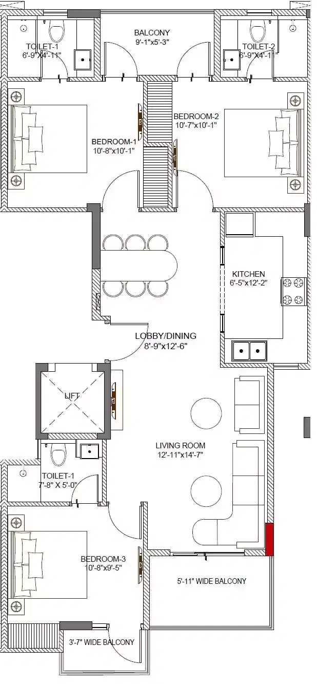 Smart World Orchard Gurgaon - 3 BHK Plan