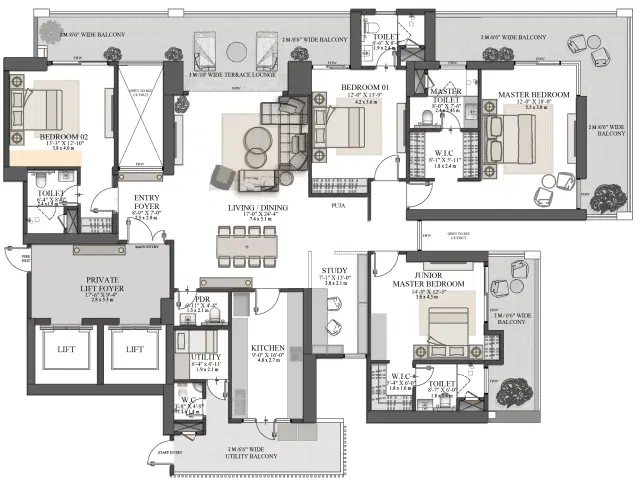 TARC Kailasa - 4 BHK Plan
