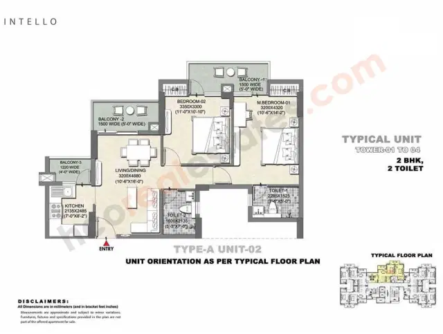 Tata Eureka Park Noida - 2 BHK Plan
