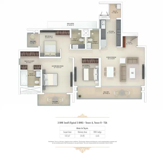 Tata Gurgaon Gateway - 3 BHK Plan