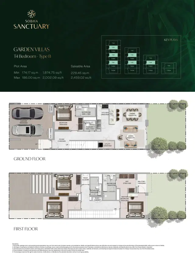 The Greens at Sobha Sanctuary 4 BR Villa 2,459 Sq. Ft. Floor Plan